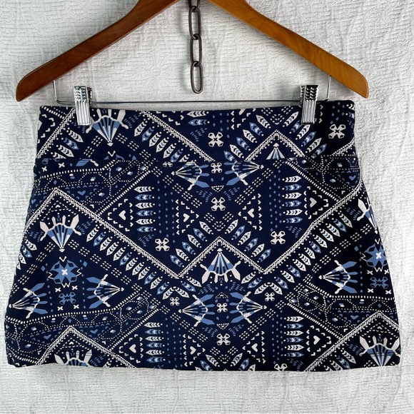 Patagonia Blue Bandana Pattern Medium Mini Skirt Stretch Western Sporty Boho - Picture 8 of 12